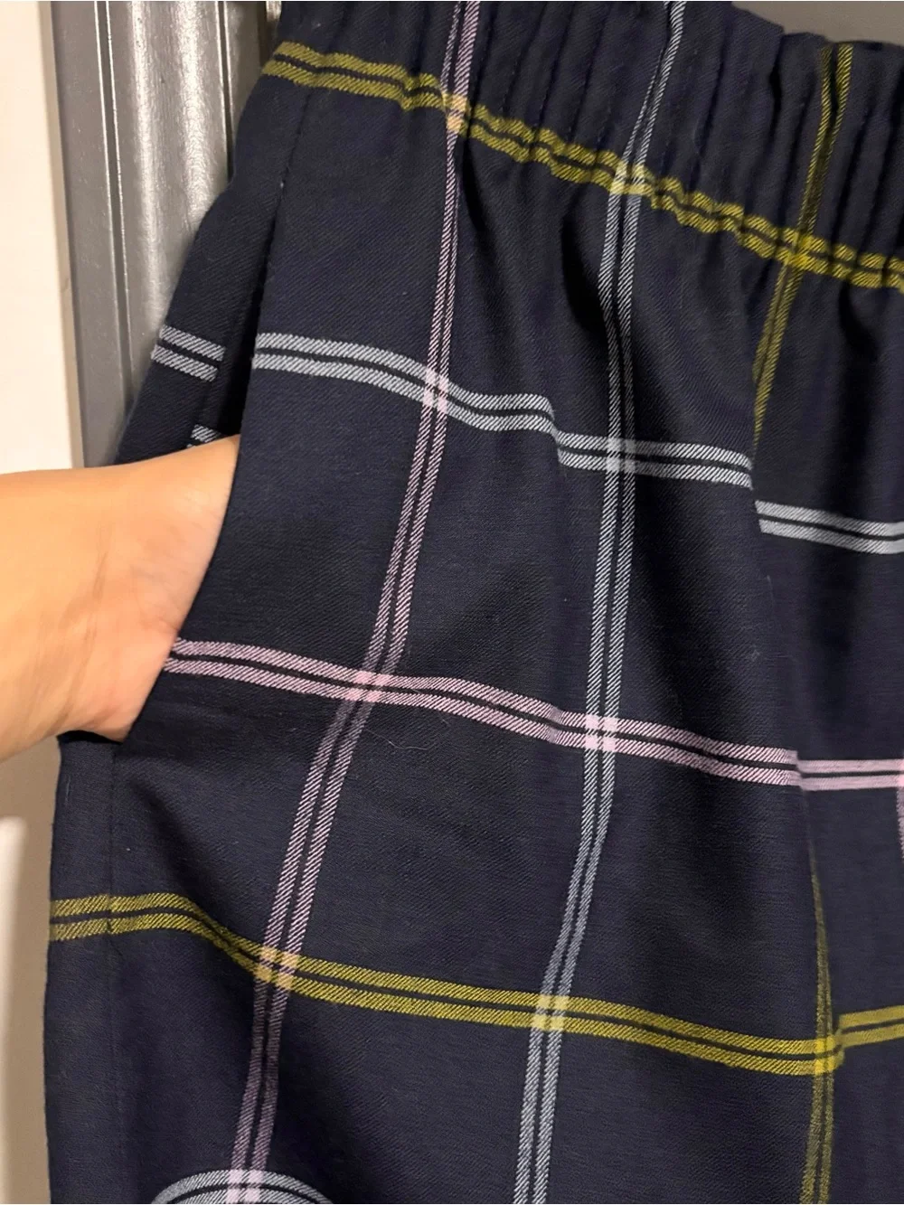 J. Crew Navy Plaid Wool Mini Skirt with Pockets